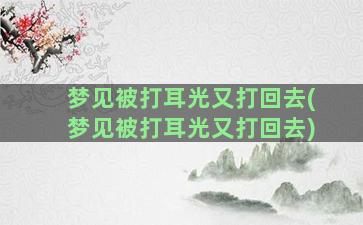 梦见被打耳光又打回去(梦见被打耳光又打回去)