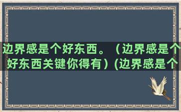 边界感是个好东西。（边界感是个好东西关键你得有）(边界感是个好东西关键你得有)